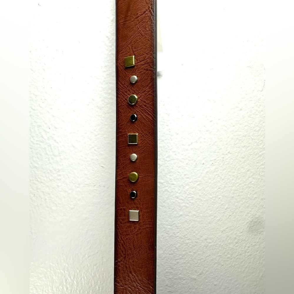 Brown Women's Belt with Gold, silver , and Black Stud Accents size 2x western - Picture 5 of 6